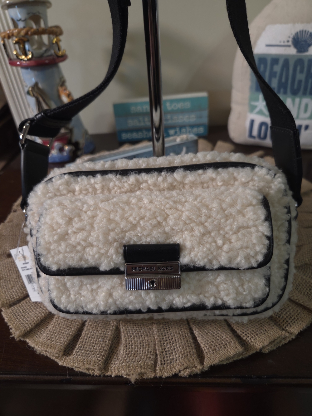 NWT Michael Kors Bradshaw Shearling Crossbody
